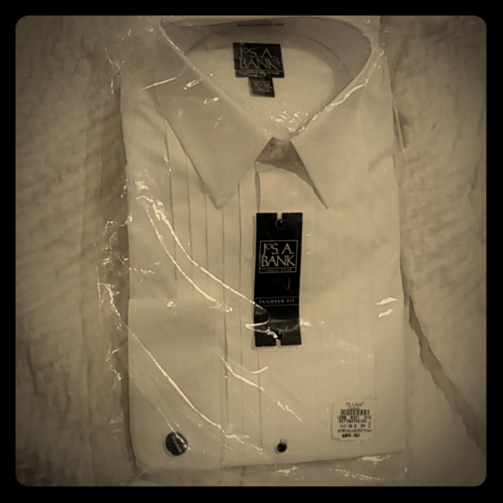 Jos.A.Bank tuxedo white shirt 16.5-34 tailored fit